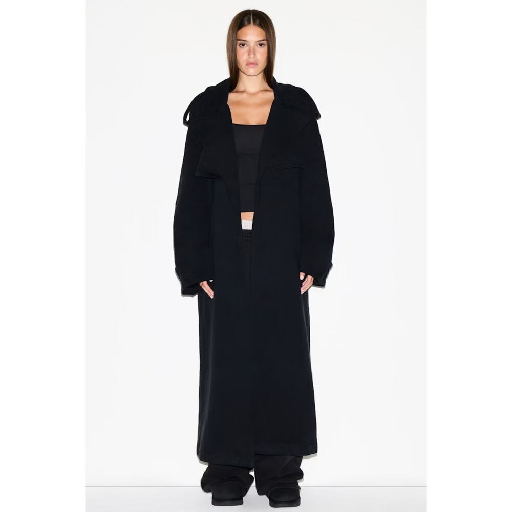 (S) NWT‎ $248 SKIMS Boyfriend Fleece Oversized Trench Coat in Onyx Size Small - Picture 3 of 9